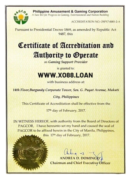 Giấy phép Xo88